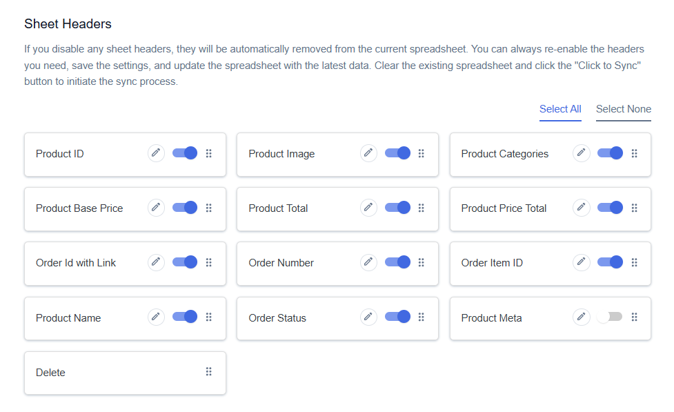 Sheet Headers