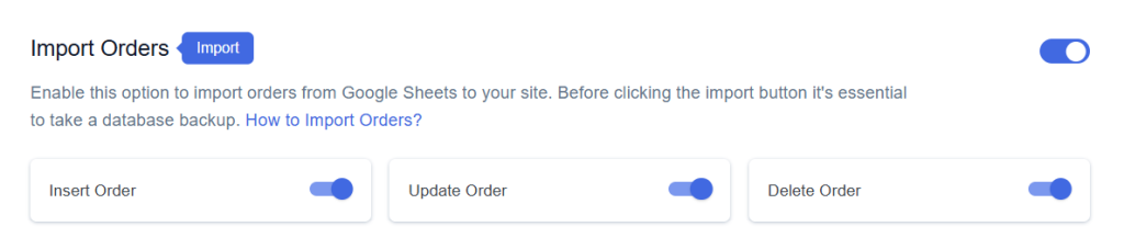 Enable Disable Import Order