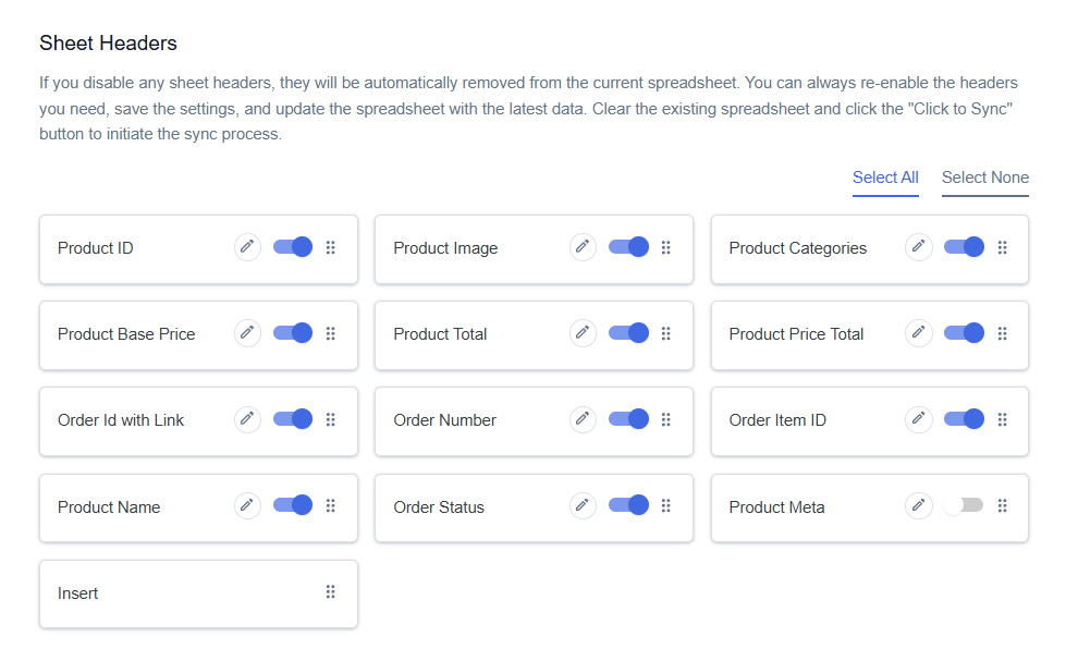 Enable Disable Sheet Headers