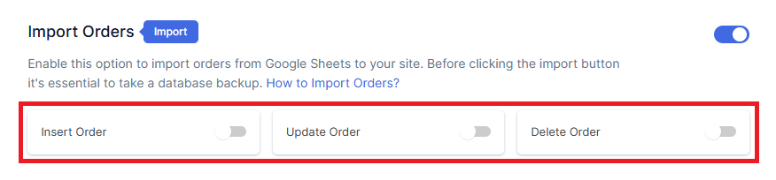 Enabled Import Order