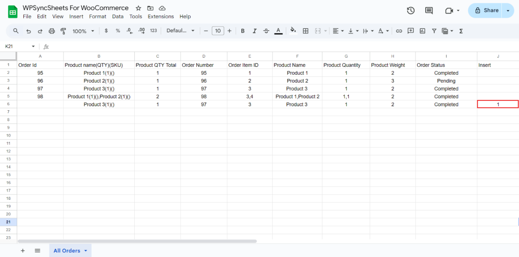 Insert Column Sheet