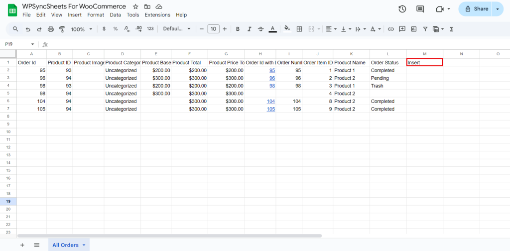 Insert Google Sheet