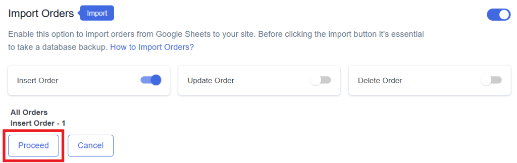 Insert Proceed Order