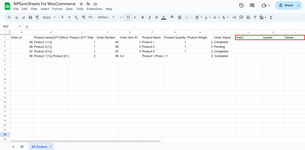 Original Spreadsheet