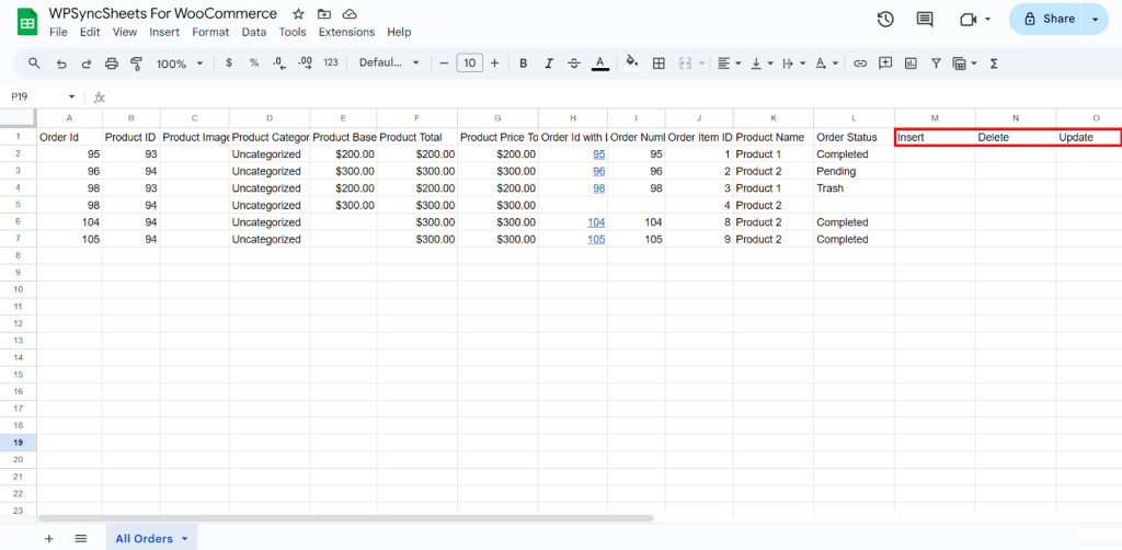 Original Spreadsheet