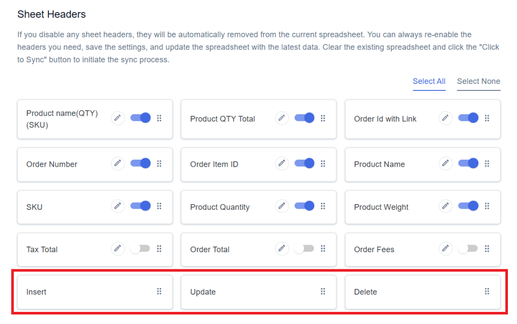 Sheet Headers