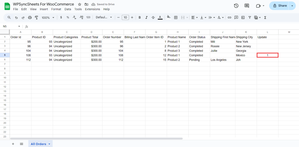 Update column