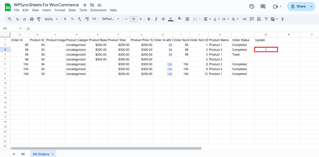 Updating Google sheet