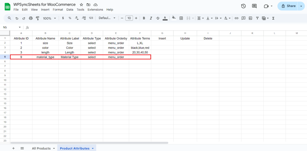 Insert Final Spreadsheet