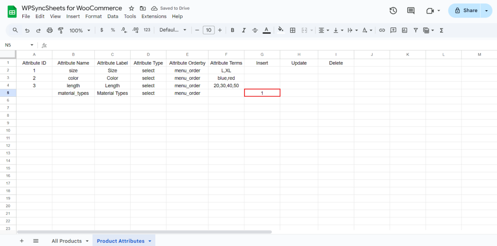 Insert Google Sheet