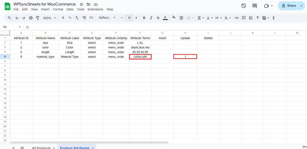 Update Google Sheet