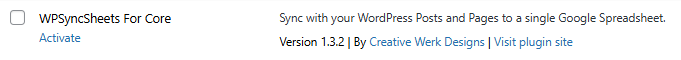 Activate Plugin Core