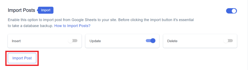 Click on Import Post