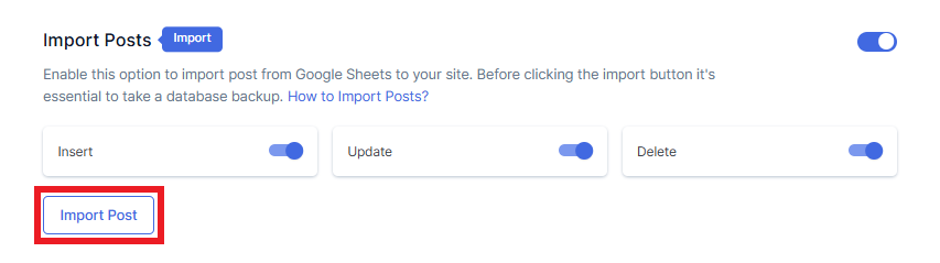 Click on Import Posts