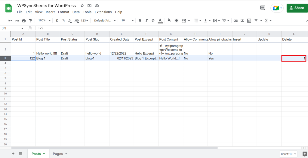 Delete Insert Sheet