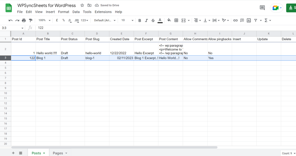 Update Google Sheet