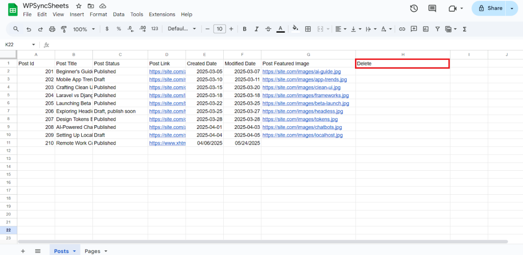 Delete Google Sheet