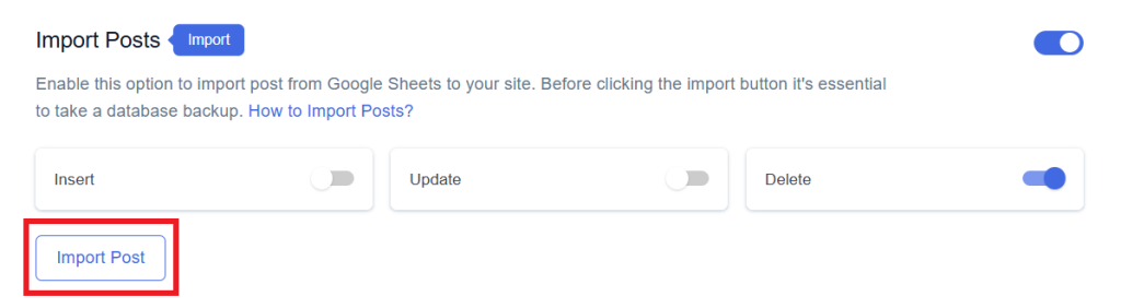 Click on Import Post