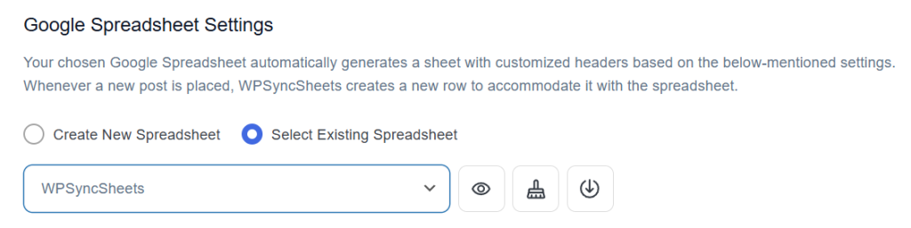 Google Spreadsheet Settings