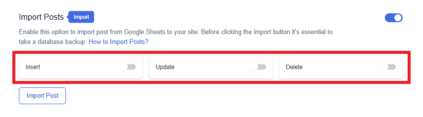 Enabled Import Posts
