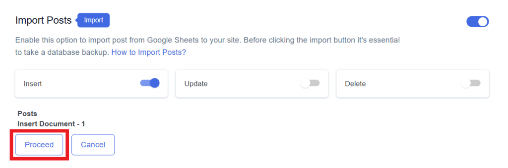Insert Proceed Button