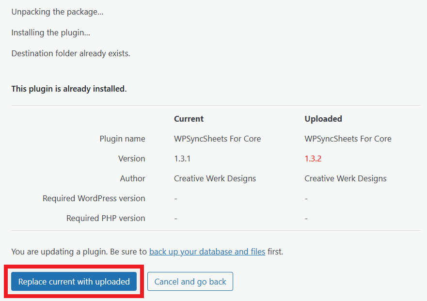 Replace current with uploaded Core