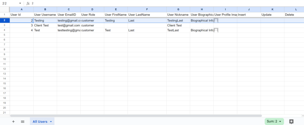 Delete Users Sheets