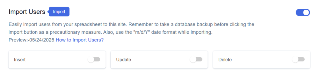 Enable Import Users