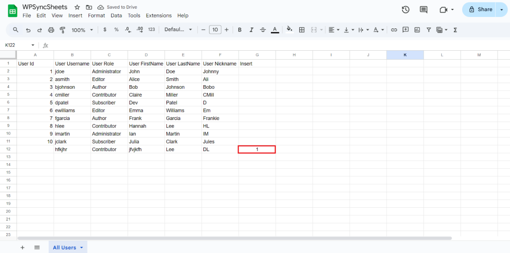 Insert Column Sheet