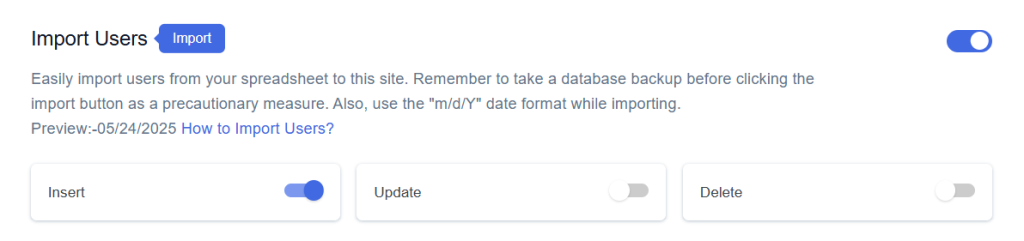 Insert Import Users