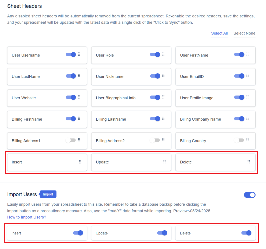 Sheet Headers