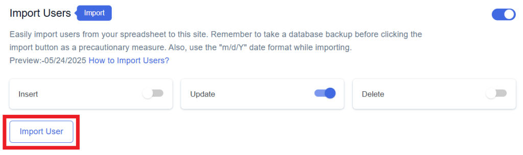 Update Import User