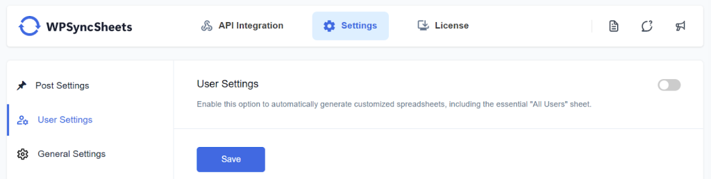 User Settings