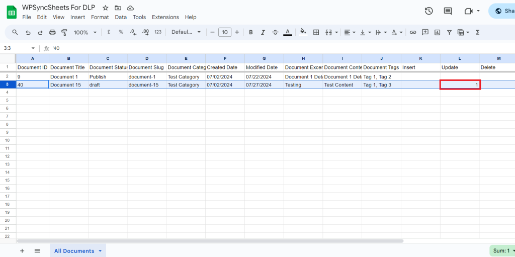 Update Column Sheets