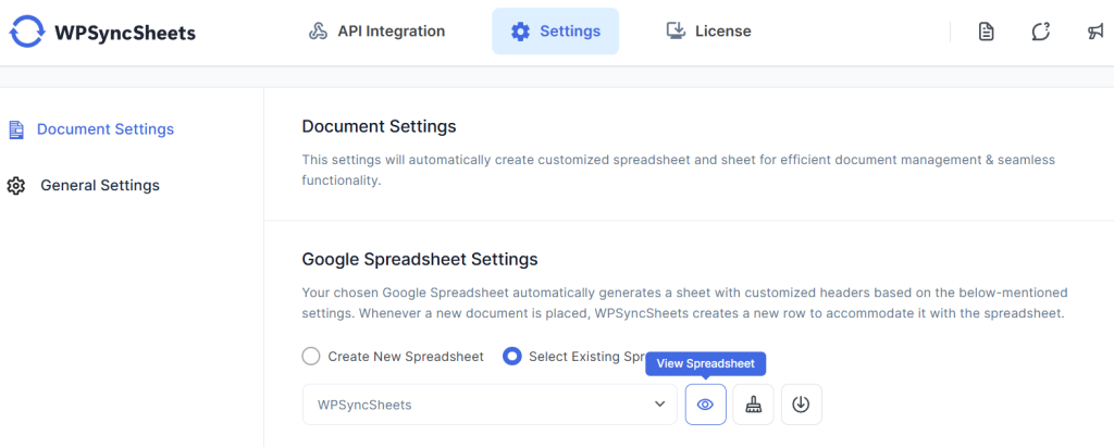 View Spreadsheets
