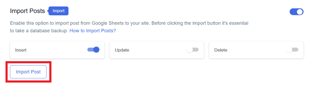 Click on Import Post