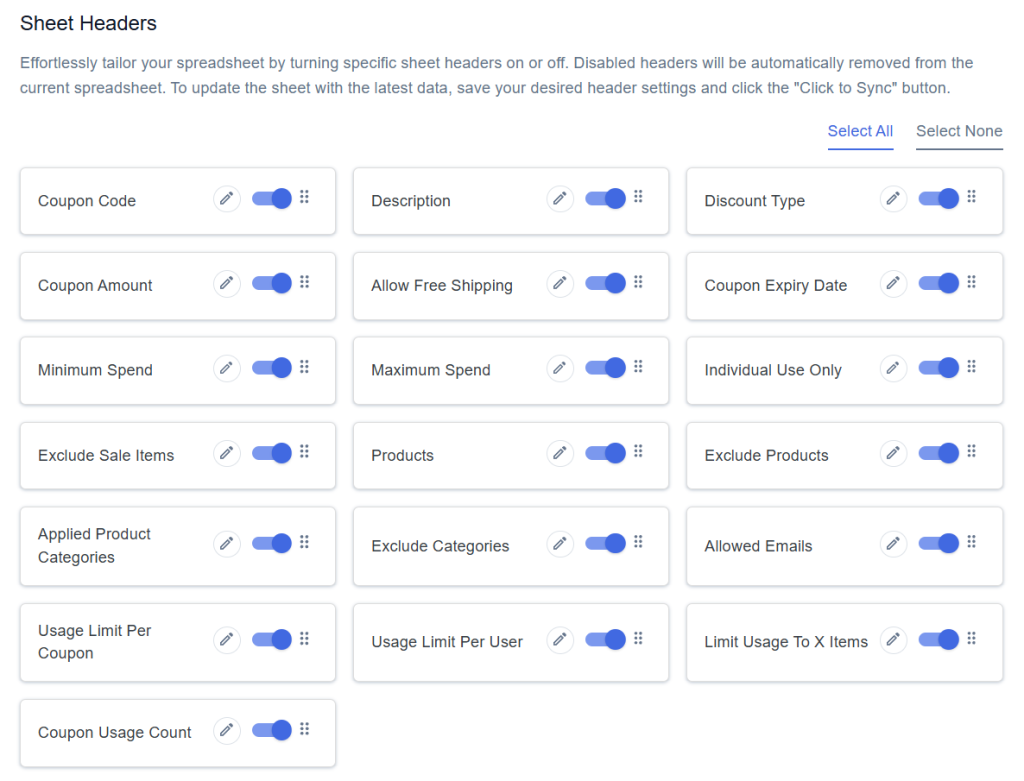 Sheet Headers