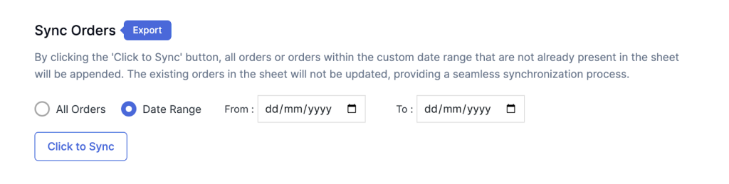 Date Range Sync Order