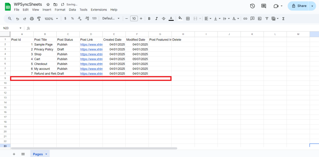 Delete Final Spreadsheet