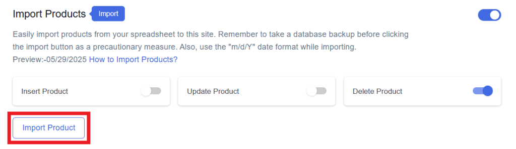 Delete Import Product