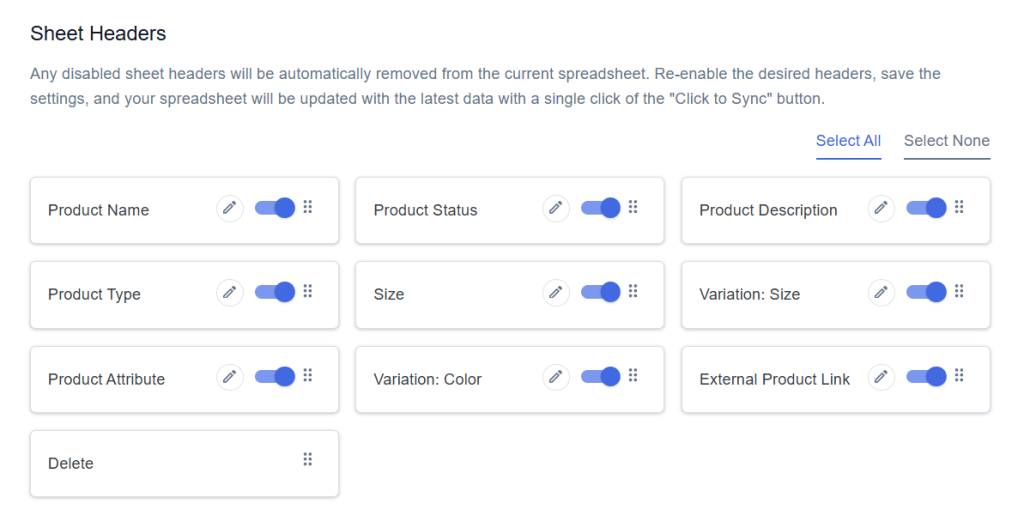 Sheet Headers