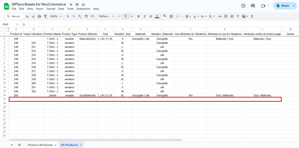 Final Spreadsheet
