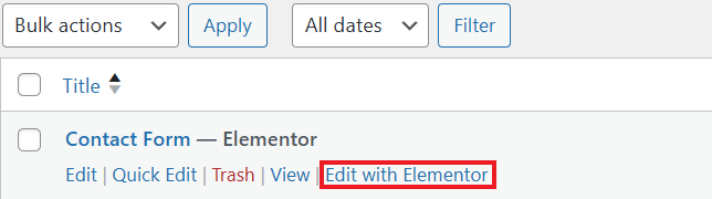 Edit With Elementor