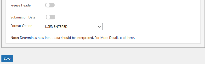 Enable Freeze Headers and Save Settings