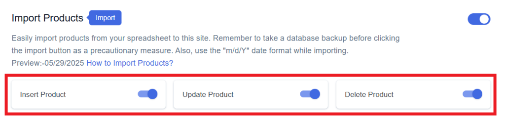 Enable Import Products