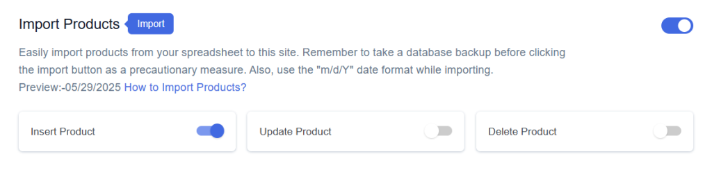 Enable Insert Product