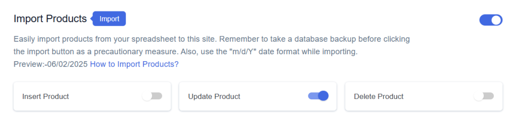 Enable Update Product