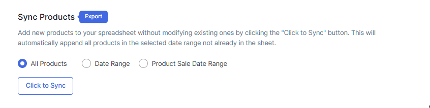 All Product Click to Sync