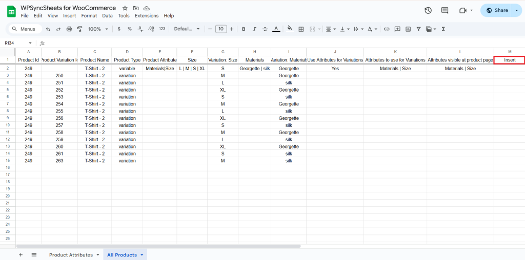 Insert Google Sheet