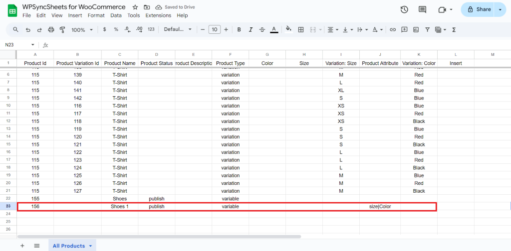Insert Final Spreadsheet